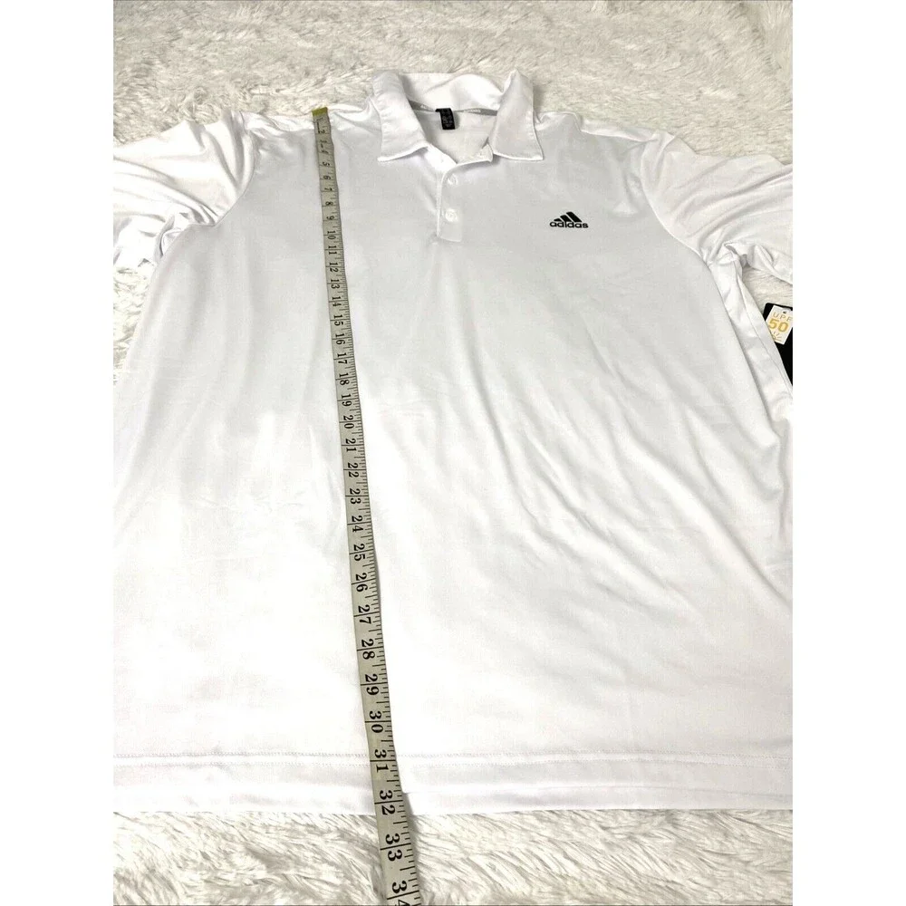 Adidas Golf Polo Shirt Men's Plus Size 2XL White Dry Wicking UPF Sun Protection
